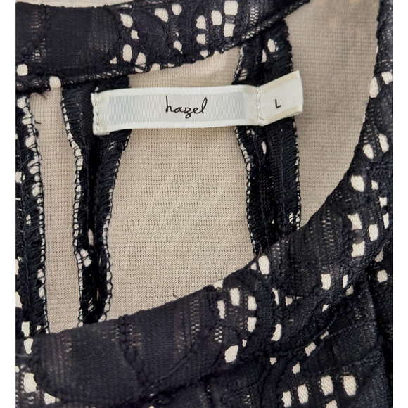 Hazel Anthropologie Black Lace Sleeveless Pleated A Line Zip Up Dress Large - Picture 9 of 11